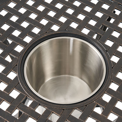 3 Piece Outdoor Aluminium Cast Bistro Set With Ice Bucket - Copper