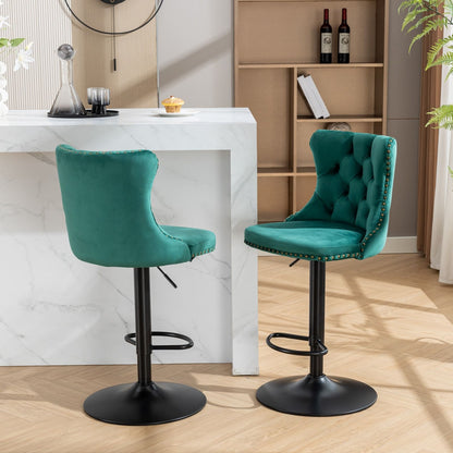 Swivel Barstools Adjusatble Seat Height, Modern Upholstered Bar Stools With Backs Comfortable Tufted For Home Pub And Kitchen Island (Set of 2)