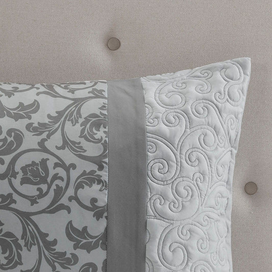 Ramsey - King Embroidered 8 Piece Comforter Set - Gray