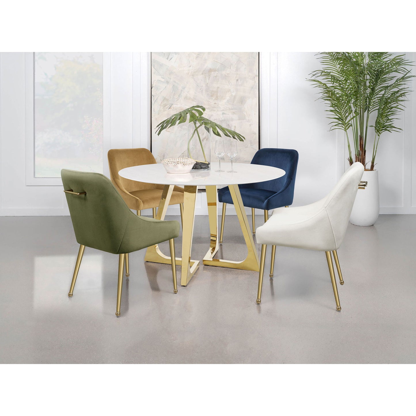 Imani - Round Marble Dining Table - Gold