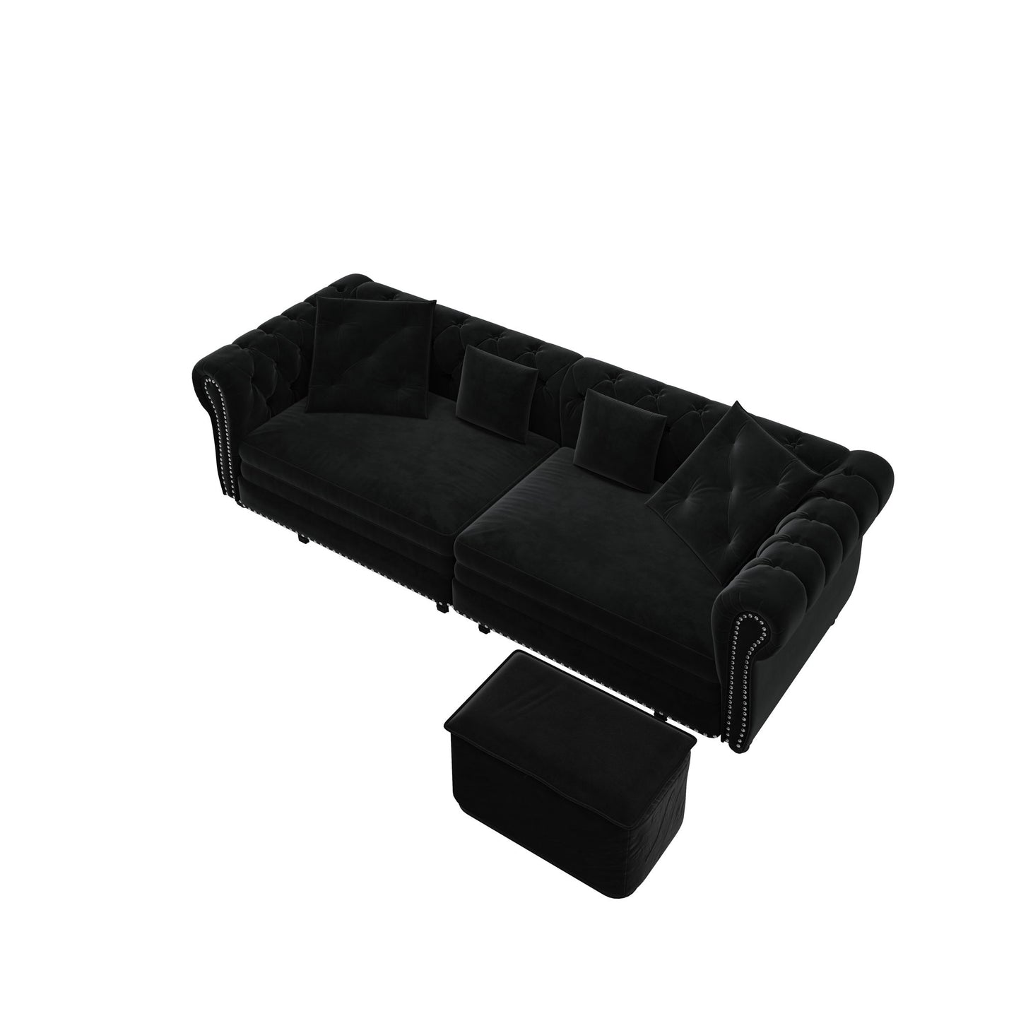 3 In 1 Convertible Sleeper Sofa Bed With Movable Ottoman