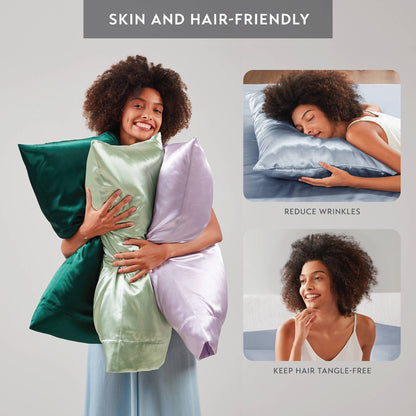 Satin - Standard Luxury Pillowcases (Set of 2) - Blue