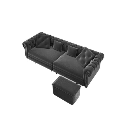 3 In 1 Convertible Sleeper Sofa Bed With Movable Ottoman