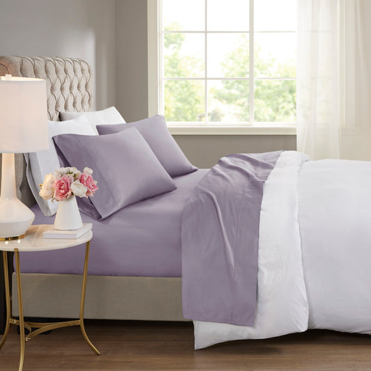 600 Thread Count - Cooling Cotton Blend 4-Piece Sheet Set - Purple