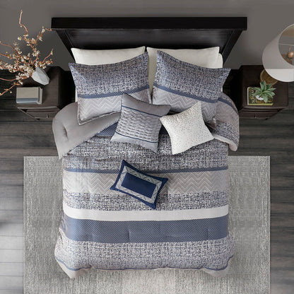 Rhapsody - Queen7 Piece Comforter Set - Navy