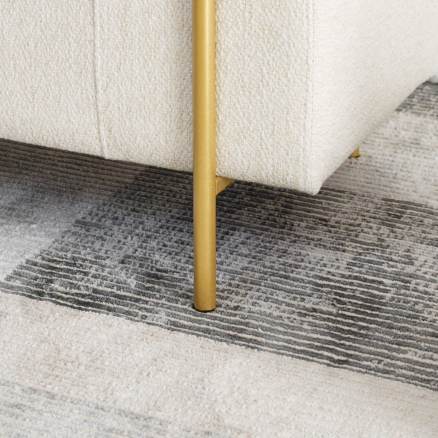 Elegant Upholstered Storage Bench With Cylindrical Arms And Iron Legs,