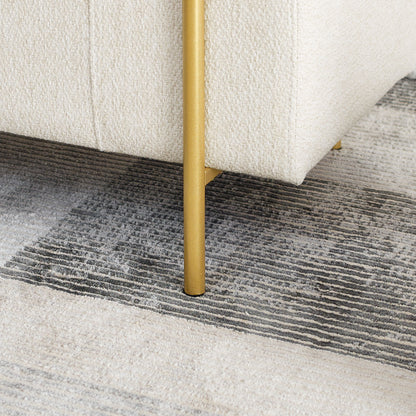 Elegant Upholstered Storage Bench With Cylindrical Arms And Iron Legs,