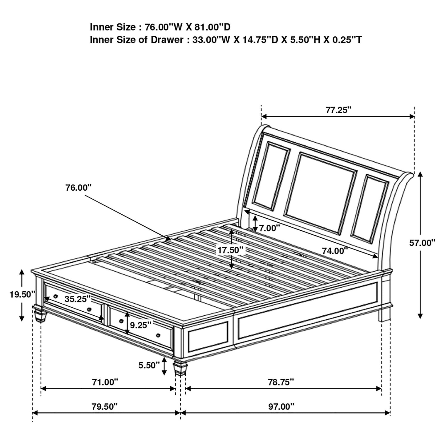 Rocco - 4 Piece Queen Bedroom Set - Cream White