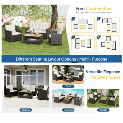 Modern All-Weather Patio Set With Cushions And Table