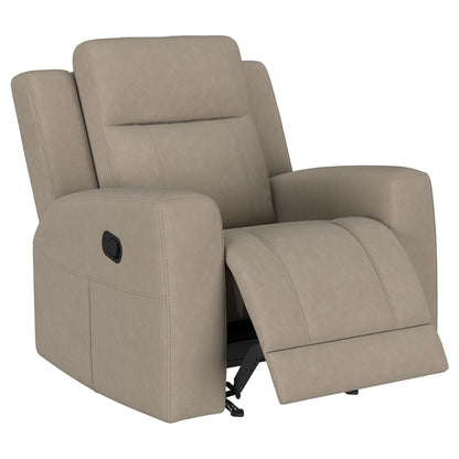 Slater - 3 Piece Upholstered Reclining Sofa Set And Built In Storage - Taupe