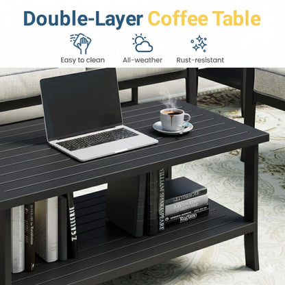 Patio Furniture Set & Coffee Table And Cushions For Backyard