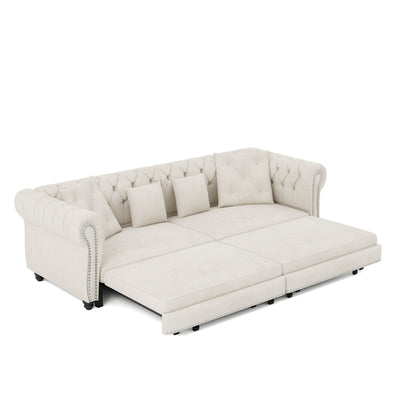 3 In 1 Convertible Sleeper Sofa Bed With Movable Ottoman