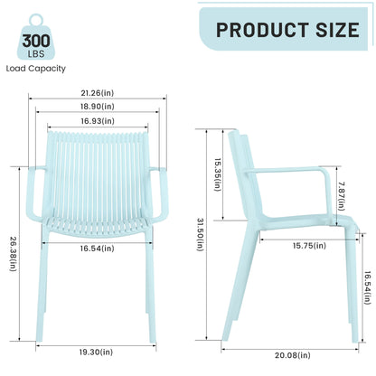 4 Modern Stackable Plastic Armchair Matched With Folding Square Table