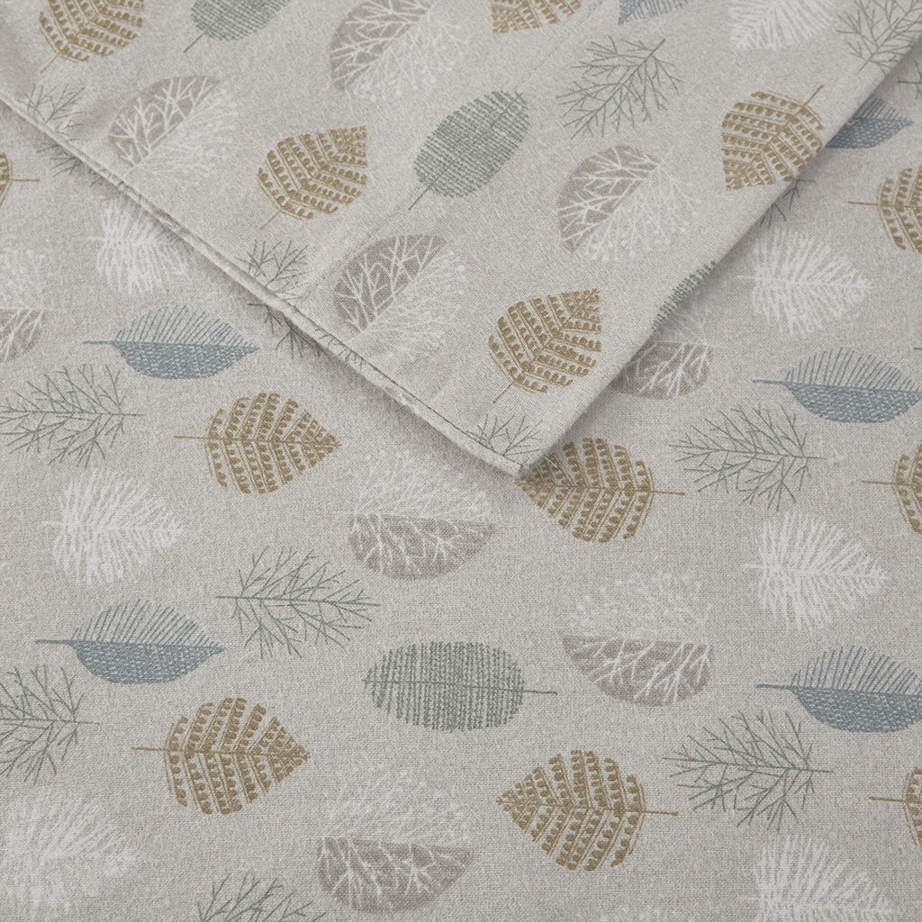 Cozy Flannel - Queen Printed Sheet Set - Multi Leaves
