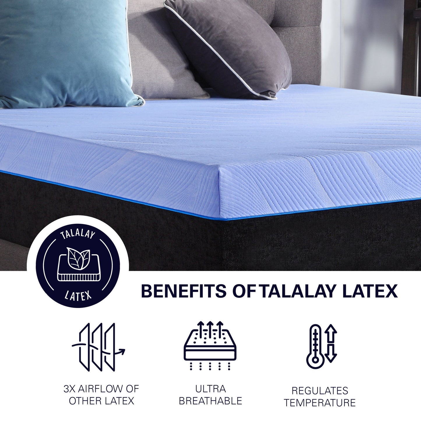 Refresh - 12" Queen Size Flex Head Memory Foam Hybrid Mattress And Adjustable Base Bundle - Blue