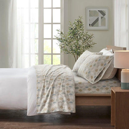 Cozy Flannel - Queen Printed Sheet Set - Multi Leaves