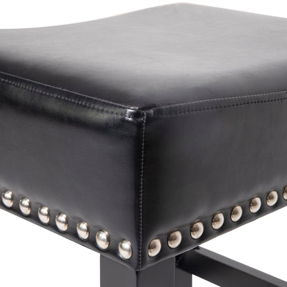 Soltique - Backless Dining Counter Stool With Nailhead Trim (Set of 2)