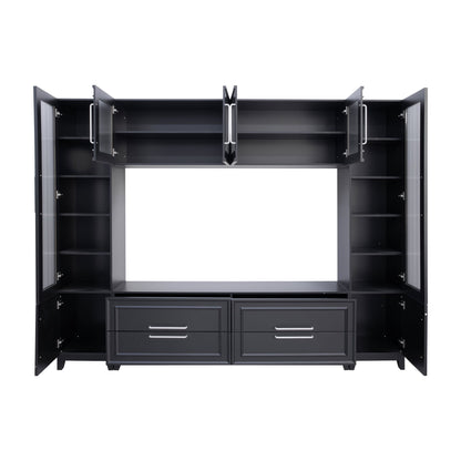 Wall Unit Modern Entertainment Center With Glass Doors