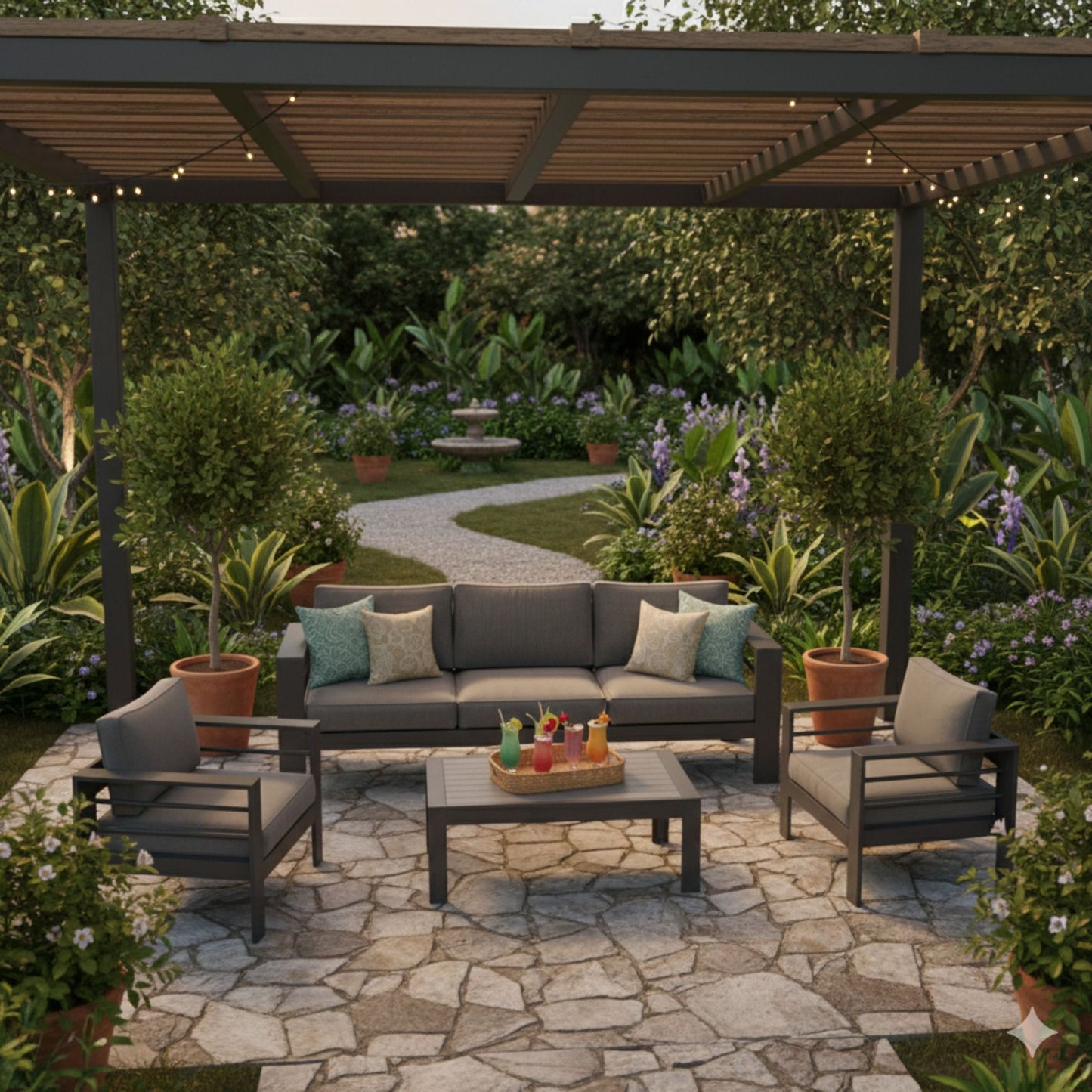 Outdoor Patio Set, All-Weather & Thick Cushions