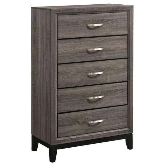 Gregory - 5 Drawer Chest - Smoke Gray