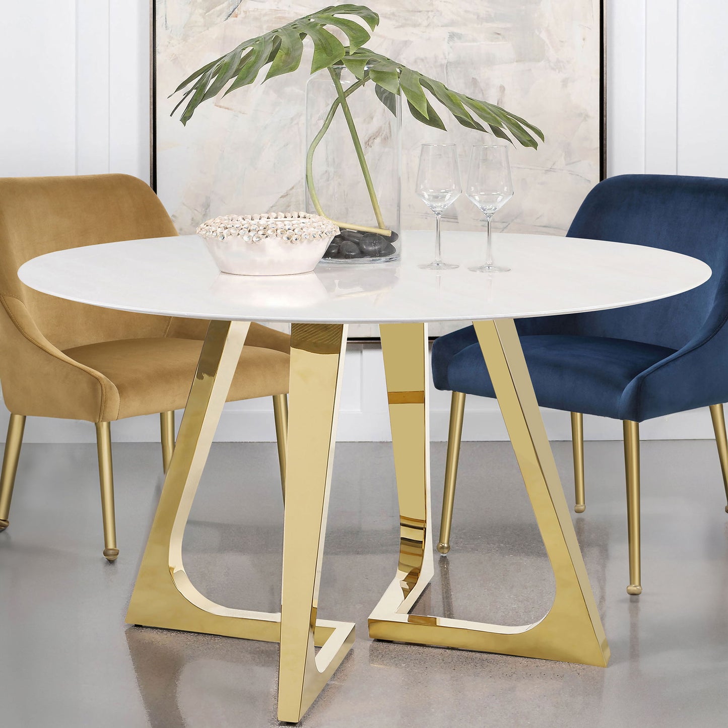 Imani - Round Marble Dining Table - Gold