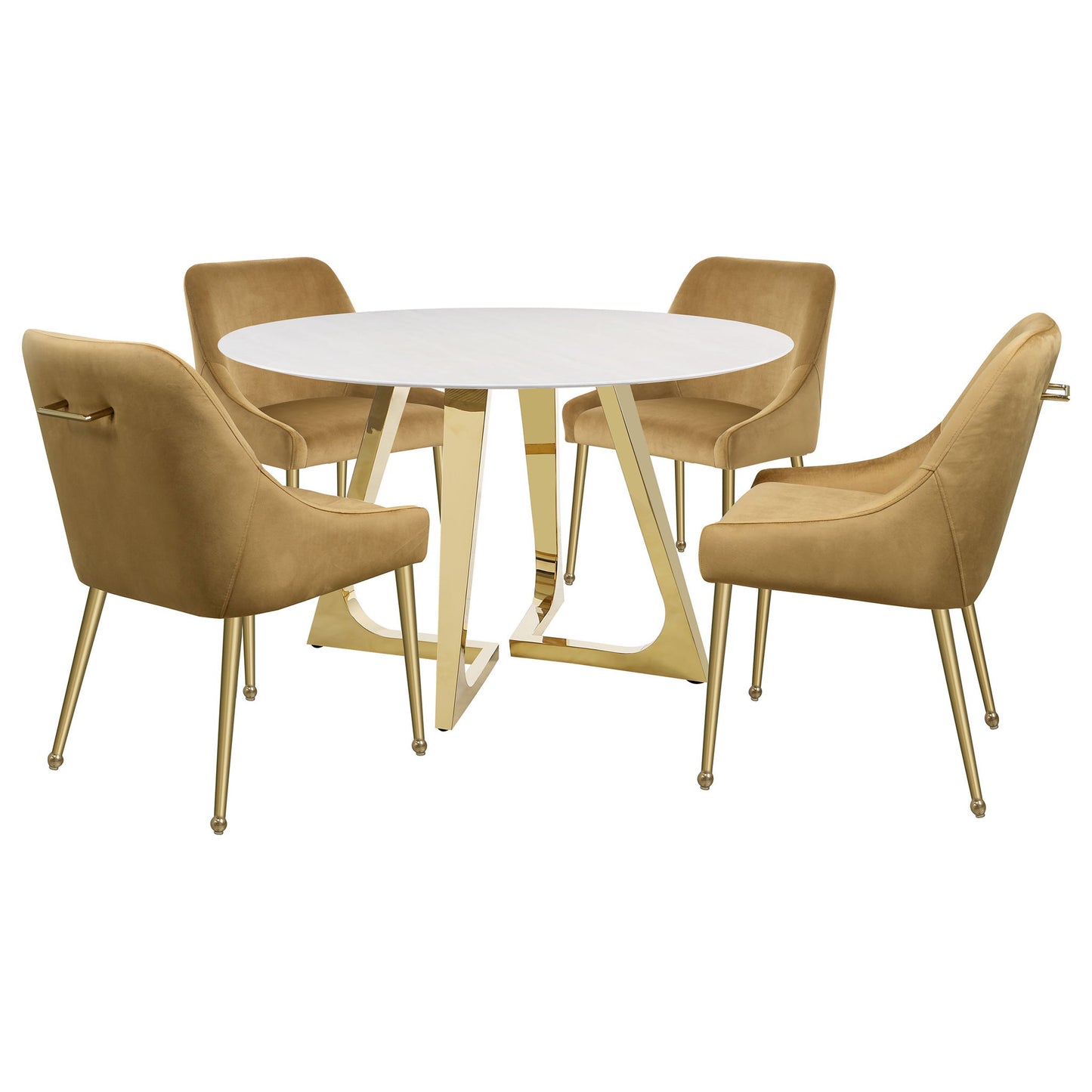 Imani - Round Marble Dining Table - Gold