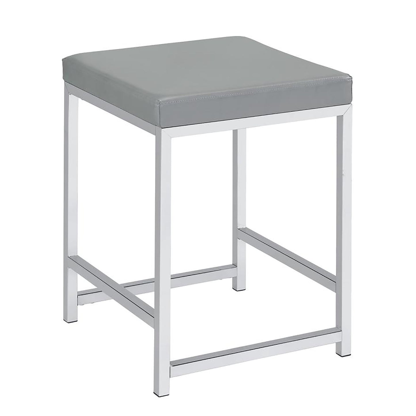 Upholstered Square Vanity Stool With Base Furniture For Bedroom - Light Gray
