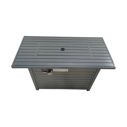 Outdoor Gas Fire Pit Table With Durable Construction And Lid - Gray