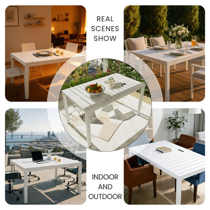 4 Piece Set Of Modern Designed Single Chairs With Long Table