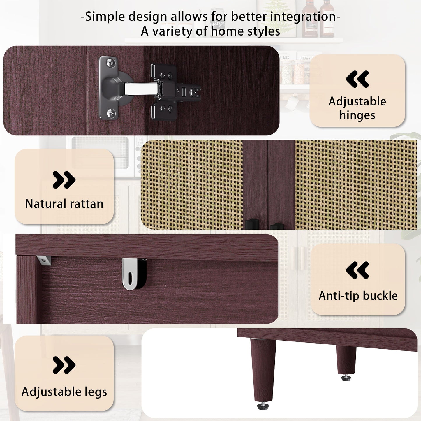 Buffet Cabinet With Adjustable Shelves For Kitchen