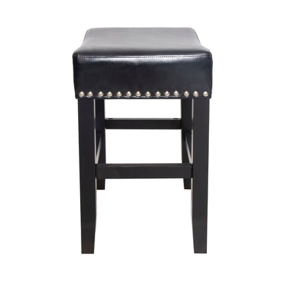 Soltique - Backless Dining Counter Stool With Nailhead Trim (Set of 2)