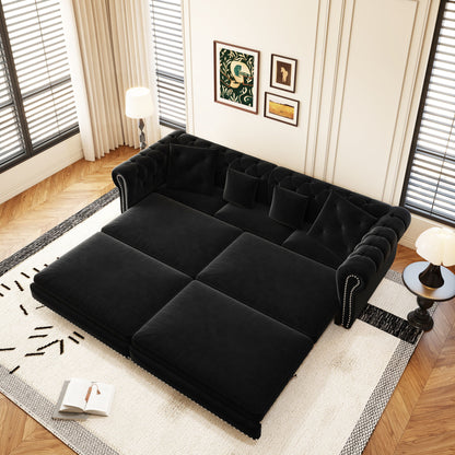 3 In 1 Convertible Sleeper Sofa Bed With Movable Ottoman