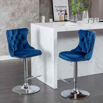 Swivel Barstools Adjusatble Seat Height From 25-33", Modern Upholstered Base Bar Stools With Backs Comfortable Tufted For Home Pub And Kitchen Island (Set of 2)
