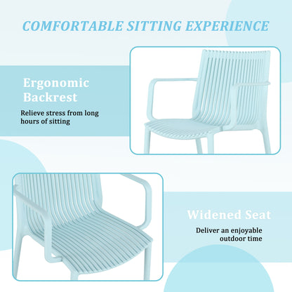 4 Modern Stackable Armchair Matched With Long Table