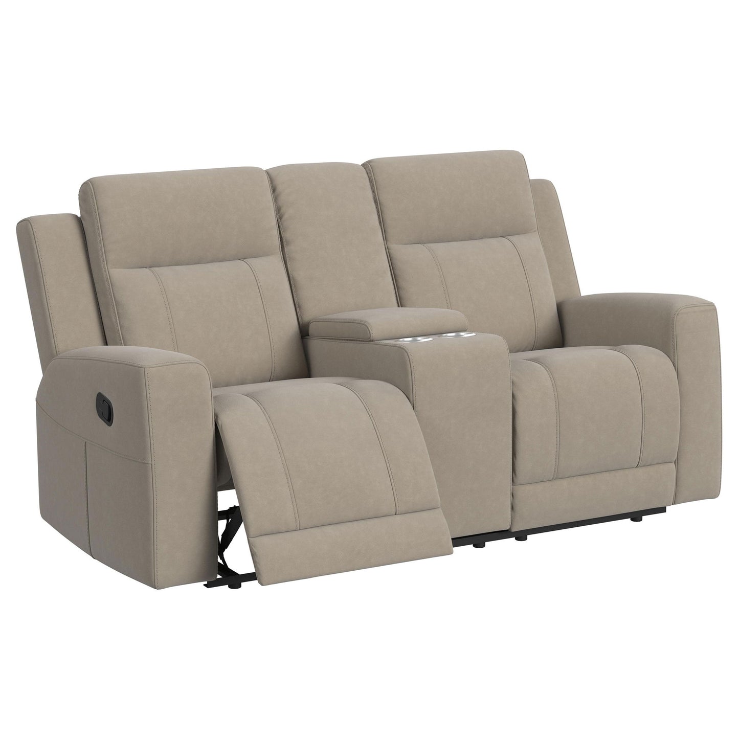Slater - 3 Piece Upholstered Reclining Sofa Set And Built In Storage - Taupe