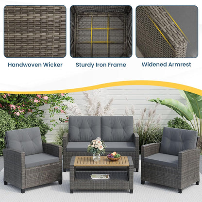 Modern All-Weather Patio Set With Cushions And Table