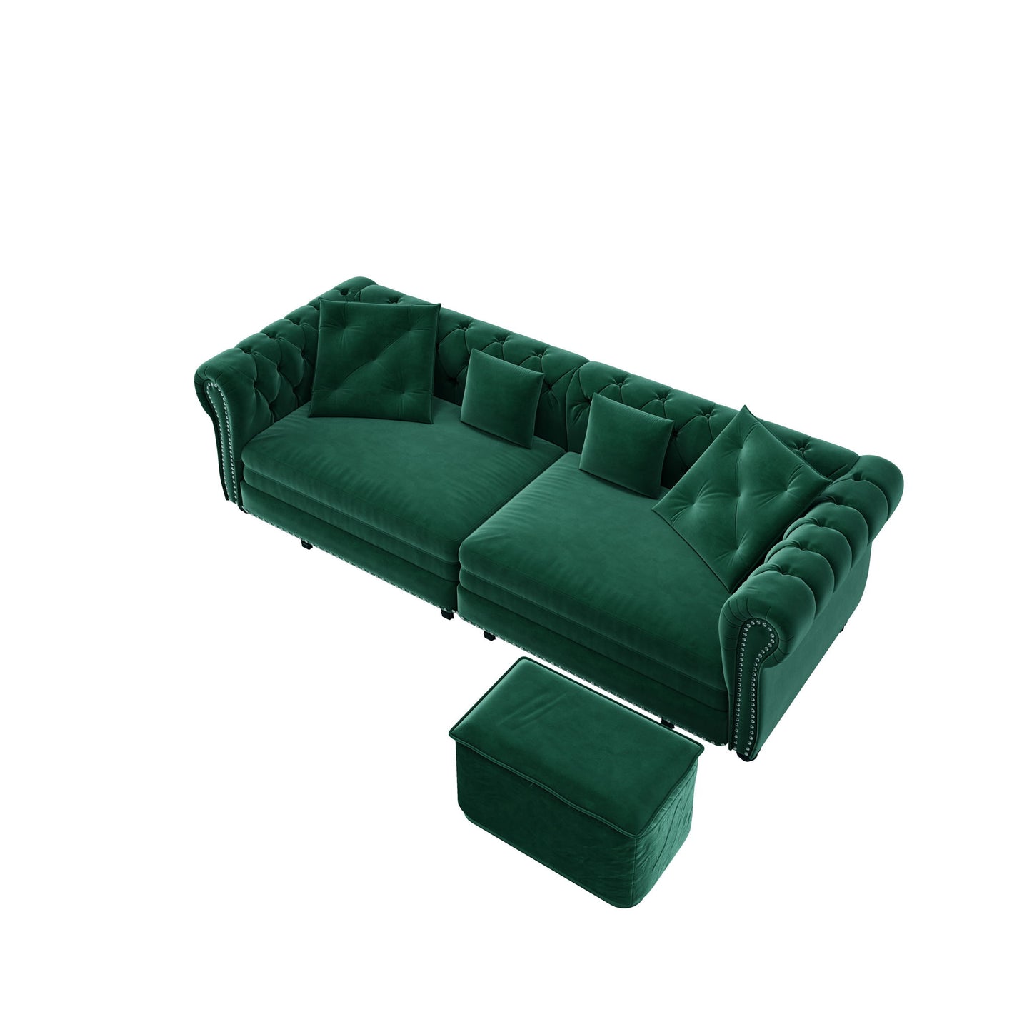3 In 1 Convertible Sleeper Sofa Bed With Movable Ottoman
