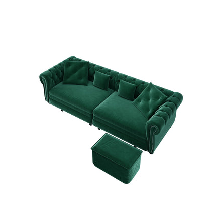3 In 1 Convertible Sleeper Sofa Bed With Movable Ottoman