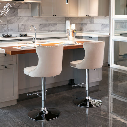 Swivel Barstools Adjusatble Seat Height From 25-33", Modern Upholstered Base Bar Stools With Backs Comfortable Tufted For Home Pub And Kitchen Island (Set of 2)