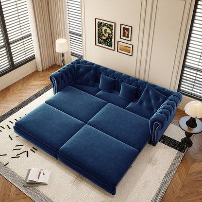 3 In 1 Convertible Sleeper Sofa Bed With Movable Ottoman