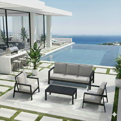 Modern 5 Seat Outdoor Patio Furniture Set With Coffee Table