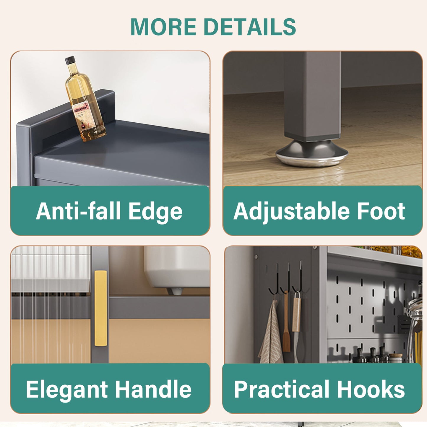 Tall Kitchen Pantry Cabinet With Flip Doors And Pegboard, Anti Tip Steel Storage Hutch