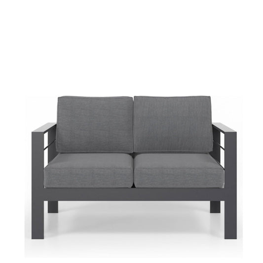 All Weather Patio Loveseat With Thick Cushions - Gray / Gray