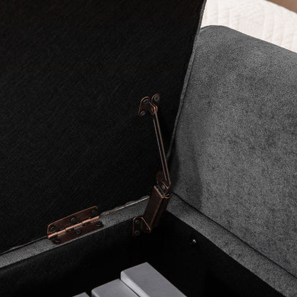 Wide Modern Upholstered Storage Bench With Rolled Armrest