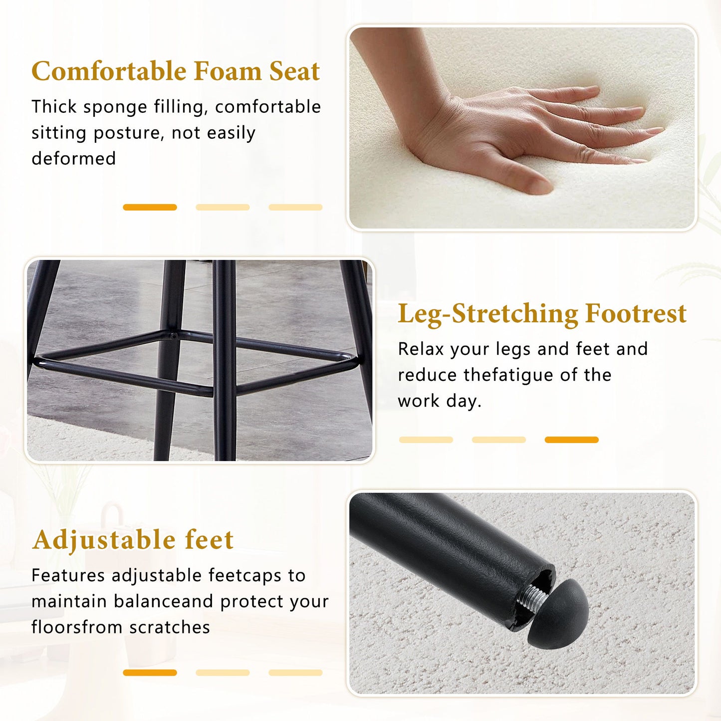 Bar Stools, Kitchen Island Counter Height Stools (Set of 2)