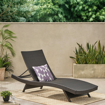 Mysticism Outdoor Chaise Lounge With Adjustable Backrest And Foldable Legs - Brown Multi