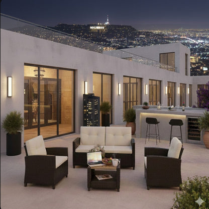 Modern All-Weather Patio Set With Cushions And Table