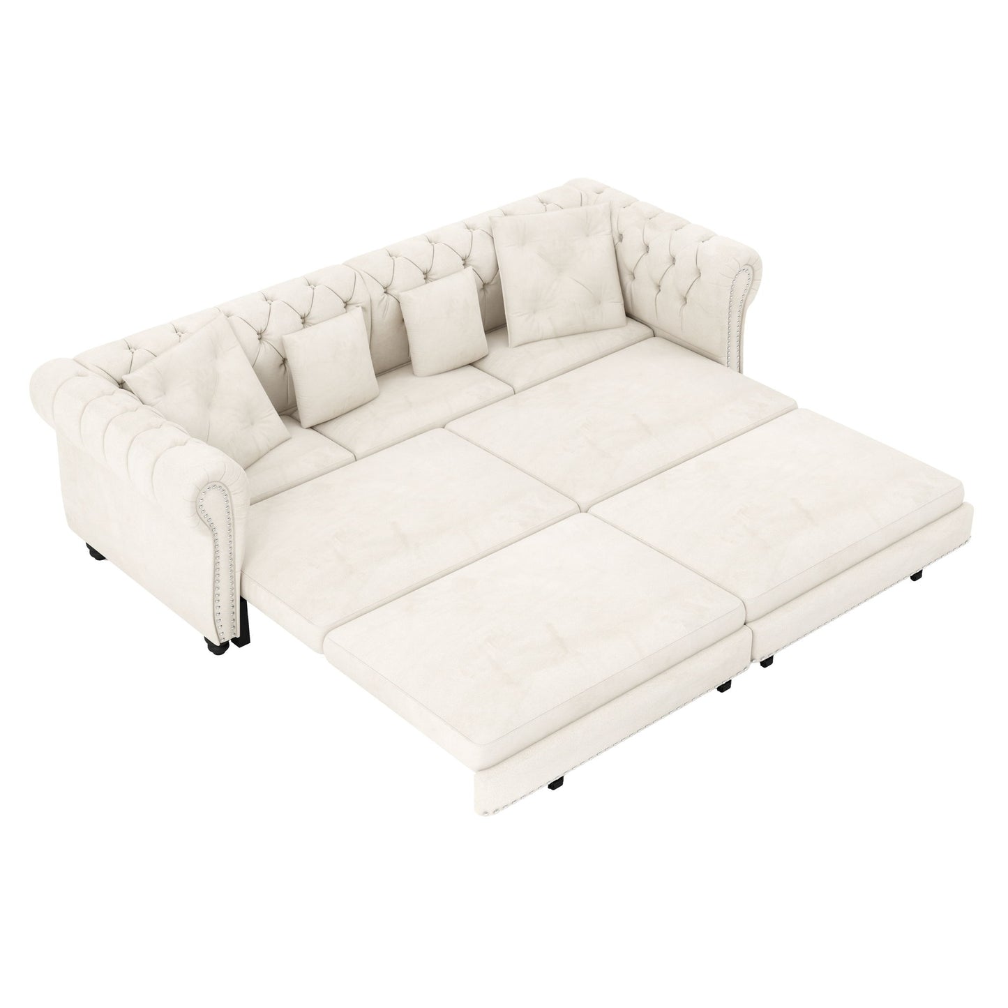 3 In 1 Convertible Sleeper Sofa Bed With Movable Ottoman