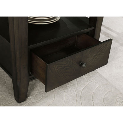 Fulton - Round Dining Table With Drawer - Dark Brown