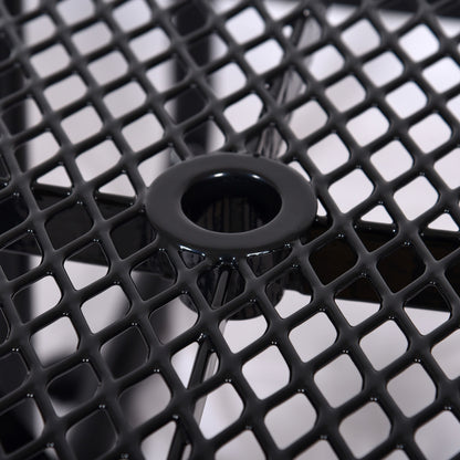 Square Outdoor Steel Picnic Table, With Umbrella Pole